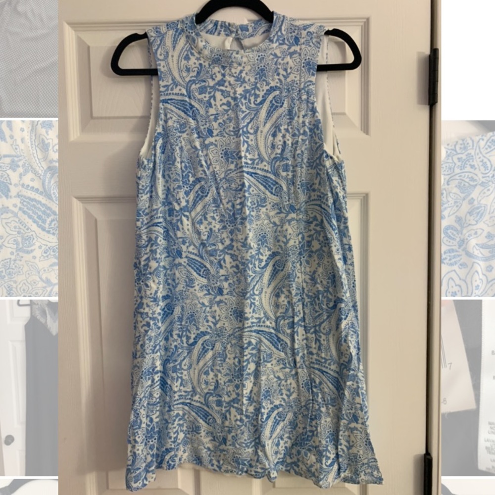Blue and White Paisley Dress